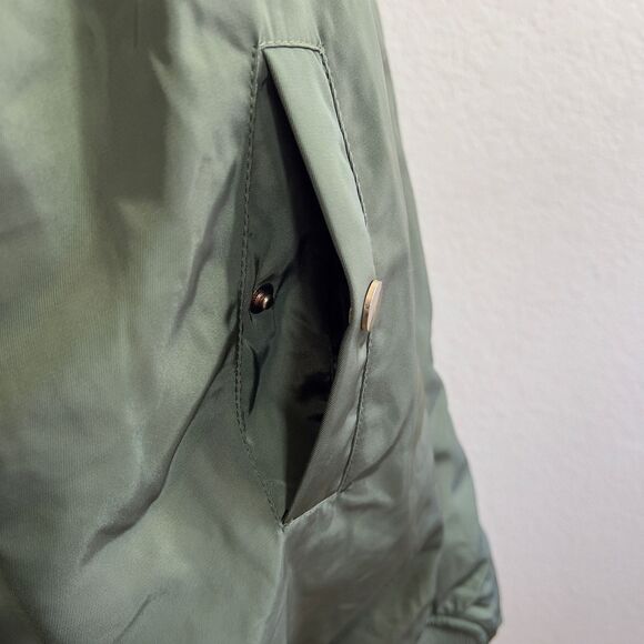 Wishlist women green long  zipper bomber  jacket  goth chic anime size L preppy - Picture 15 of 16